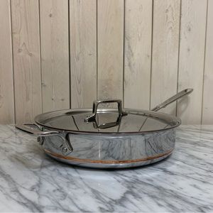 All-Clad, 3 Quart, 5-Ply Bonded Cookware, Copper Core Saute Pan with Lid